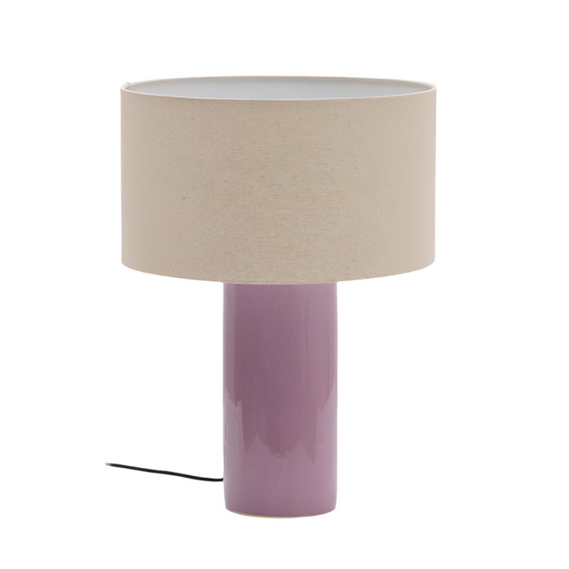 TONERIC ceramic table lamp with a lilac finish and cotton