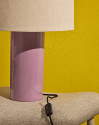 TONERIC ceramic table lamp with a lilac finish and cotton