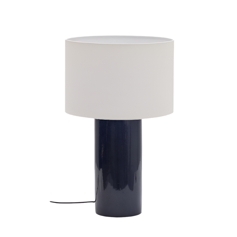 TONERIC ceramic table lamp with blue finish and cotton