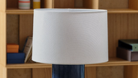 TONERIC ceramic table lamp with blue finish and cotton