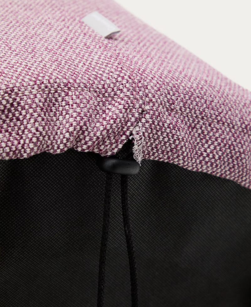 KAELI footrest with removable cover in green bouclé Ø 60 cm