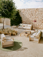 AMBRA Coffee table in solid acacia wood with light finish, 140 cm