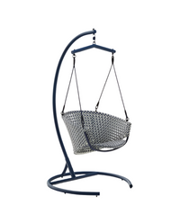 SALIGA blue hanging armchair with base in aluminium and synthetic rattan