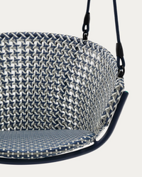 SALIGA blue hanging armchair with base in aluminium and synthetic rattan