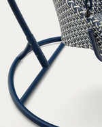 SALIGA blue hanging armchair with base in aluminium and synthetic rattan