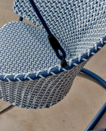 SALIGA blue hanging armchair with base in aluminium and synthetic rattan