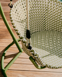 SALIGA green hanging armchair with base in aluminium and synthetic rattan