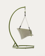 SALIGA green hanging armchair with base in aluminium and synthetic rattan