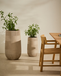 TIVAL Set of 2 beige cement-effect planter Ø 45cm