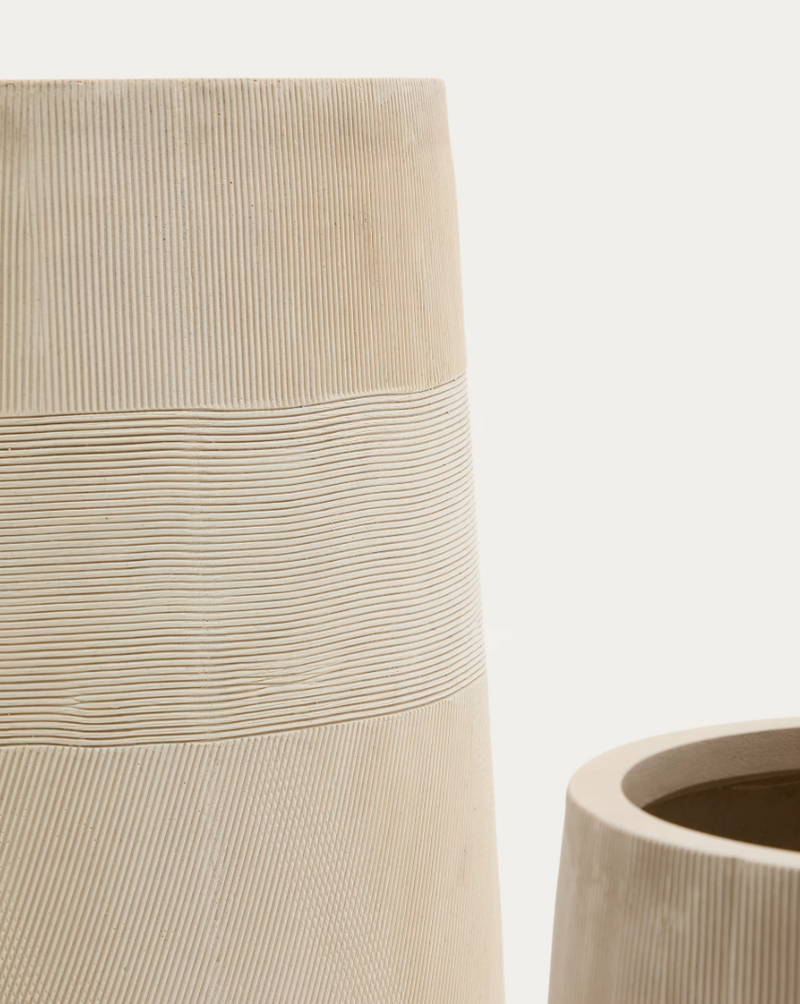 TIVAL Set od 2 bež žardinjere s efektom cementa Ø 45 cm