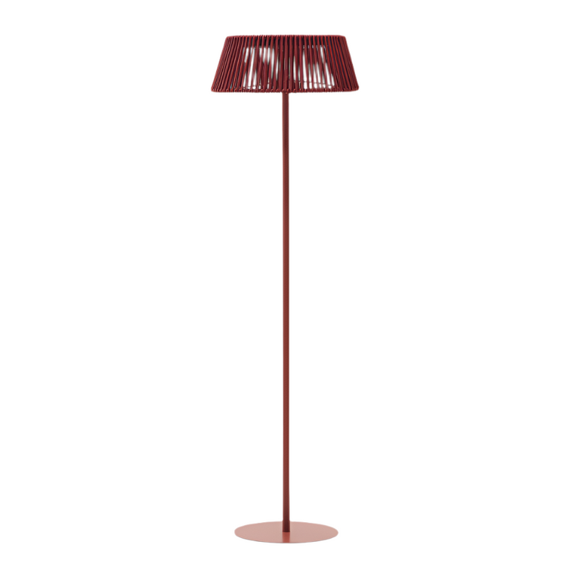 ALDET outdoor solar floor lamp in terracotta rope cord Ø46cm