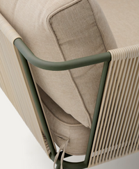 ZIVIA Outdoor armchair in ecru rope cord and green galvanised steel