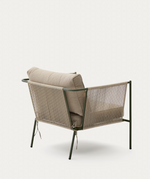 ZIVIA Outdoor armchair in ecru rope cord and green galvanised steel