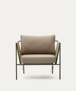 ZIVIA Outdoor armchair in ecru rope cord and green galvanised steel