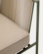 ZIVIA Outdoor armchair in ecru rope cord and green galvanised steel
