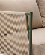 ZIVIA vanjski dvosjed od ekru konopca i zelenog pocinčanog čelika, 178 cm