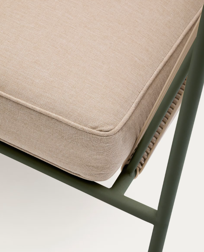 ZIVIA vanjski dvosjed od ekru konopca i zelenog pocinčanog čelika, 178 cm