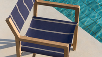 VILARA blue and beige striped outdoor folding chair made of FSC 100% solid acacia wood