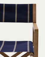 VILARA plava i bež prugasta vanjska sklopiva stolica izrađena od FSC 100% punog drva akacije