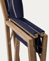 VILARA blue and beige striped outdoor folding chair made of FSC 100% solid acacia wood