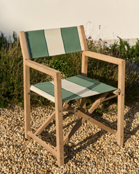 VILARA green and beige striped outdoor folding chair made of FSC 100% solid acacia wood