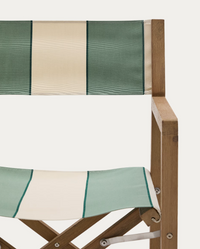 VILARA green and beige striped outdoor folding chair made of FSC 100% solid acacia wood