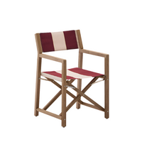 VILARA burgundy and beige striped outdoor folding chair made of FSC 100% solid acacia wood