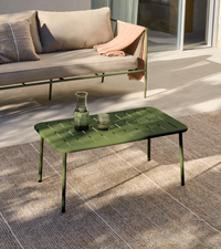 ZIVIA Outdoor coffee table in green galvanised steel, 90 x 50cm