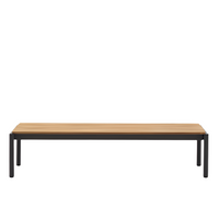 SORELLS coffee table in gray aluminum and teak wood 63 x 144,6 cm FSC 100%