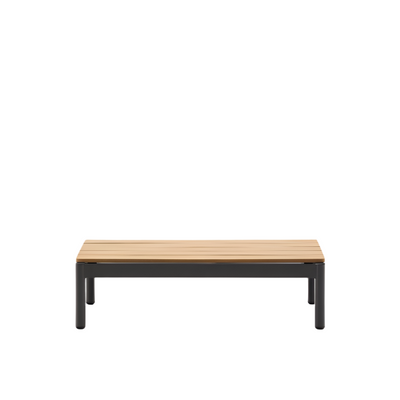 SORELLS coffee table in gray aluminum and teak wood 52,4 x 91 cm FSC 100%