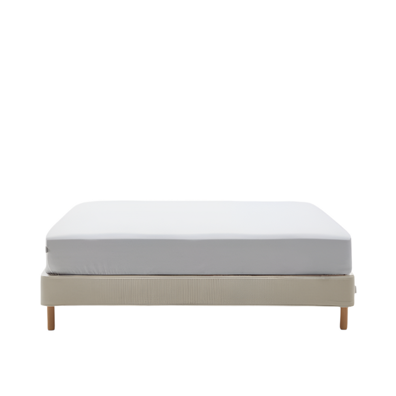 OFELIA with beige removable cover and solid beech wooden legs for a 180 x 200 cm mattress