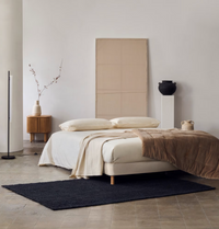 OFELIA with beige removable cover and solid beech wooden legs for a 160 x 200 cm mattress