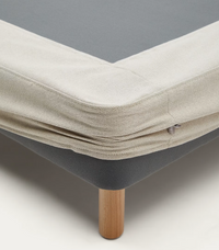 OFELIA with beige removable cover and solid beech wooden legs for a 160 x 200 cm mattress