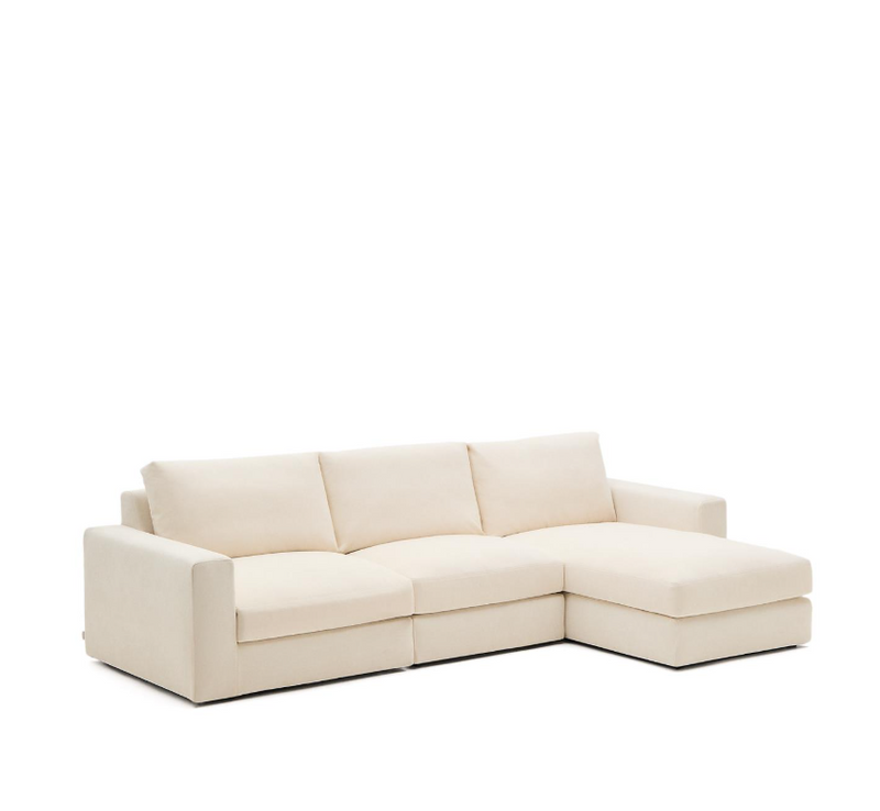 ALEA ecru chenille 4-seater modular sofa with removable cover, 310cm