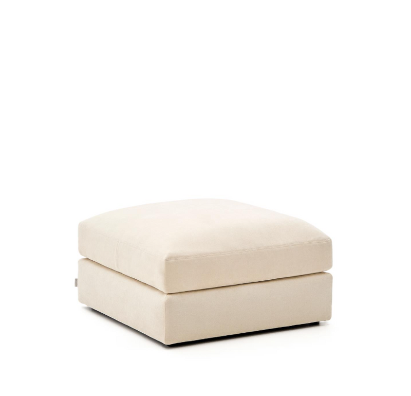 ALEA ecru chenille footrest with removable cover, 90 x 90cm