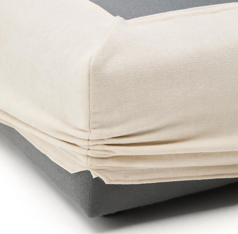 ALEA ecru chenille footrest with removable cover, 90 x 90cm