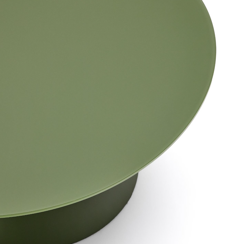 WILSHIRE coffee table with frosted tempered glass and painted steel finish Ø80cm