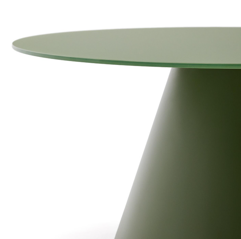 WILSHIRE coffee table with frosted tempered glass and painted steel finish Ø80cm