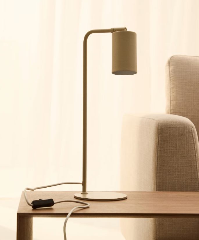 MANIE Metal desk lamp with beige textured finish