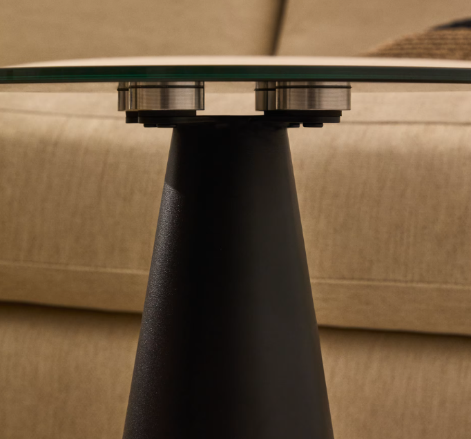 WILSHIRE stolić od kaljenog stakla i metala, Ø 35 cm