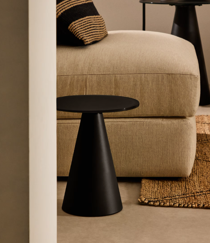 WILSHIRE stolić od kaljenog stakla i metala, Ø 30 cm