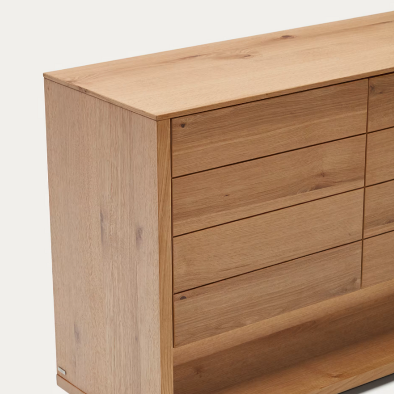 ALGUEMA Komoda s 3 vrata od hrastovog furnira s prirodnom završnom obradom