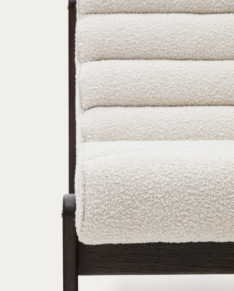 MAGIRA Fotelja od bijelog buklea i punog hrastovog drva