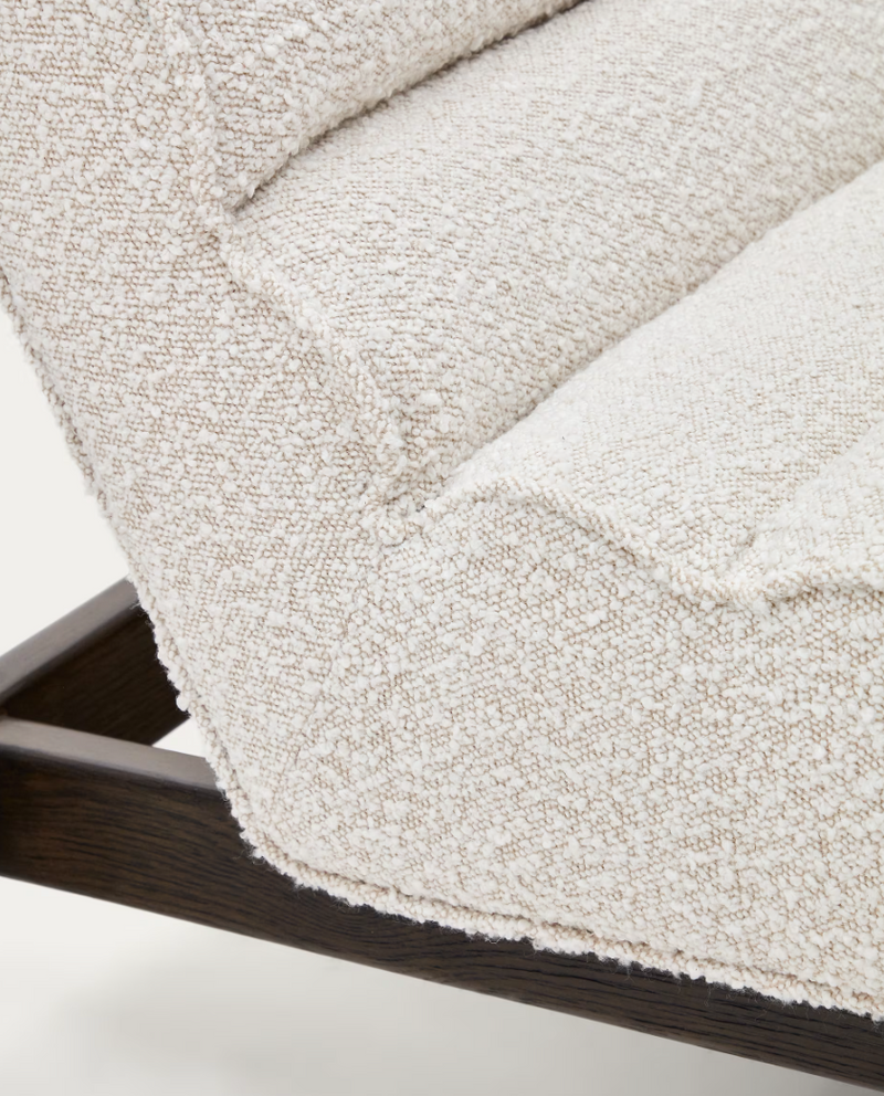 MAGIRA Fotelja od bijelog buklea i punog hrastovog drva