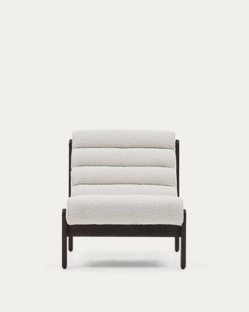 MAGIRA Fotelja od bijelog buklea i punog hrastovog drva