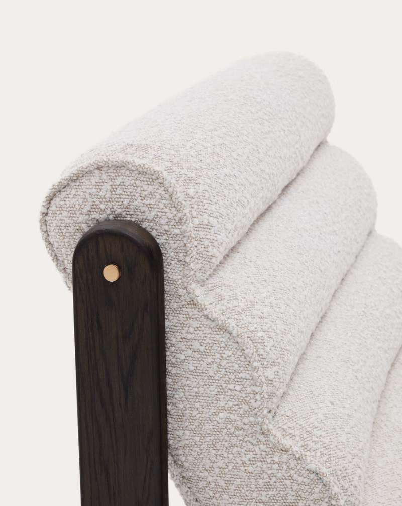 MAGIRA Fotelja od bijelog buklea i punog hrastovog drva