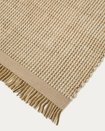 BLART Beige wool rug with contrasting side stripe 160 x 230 cm