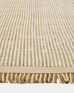 BLART Beige wool rug with contrasting side stripe 160 x 230 cm