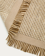 BLART Beige wool rug with contrasting side stripe 160 x 230 cm