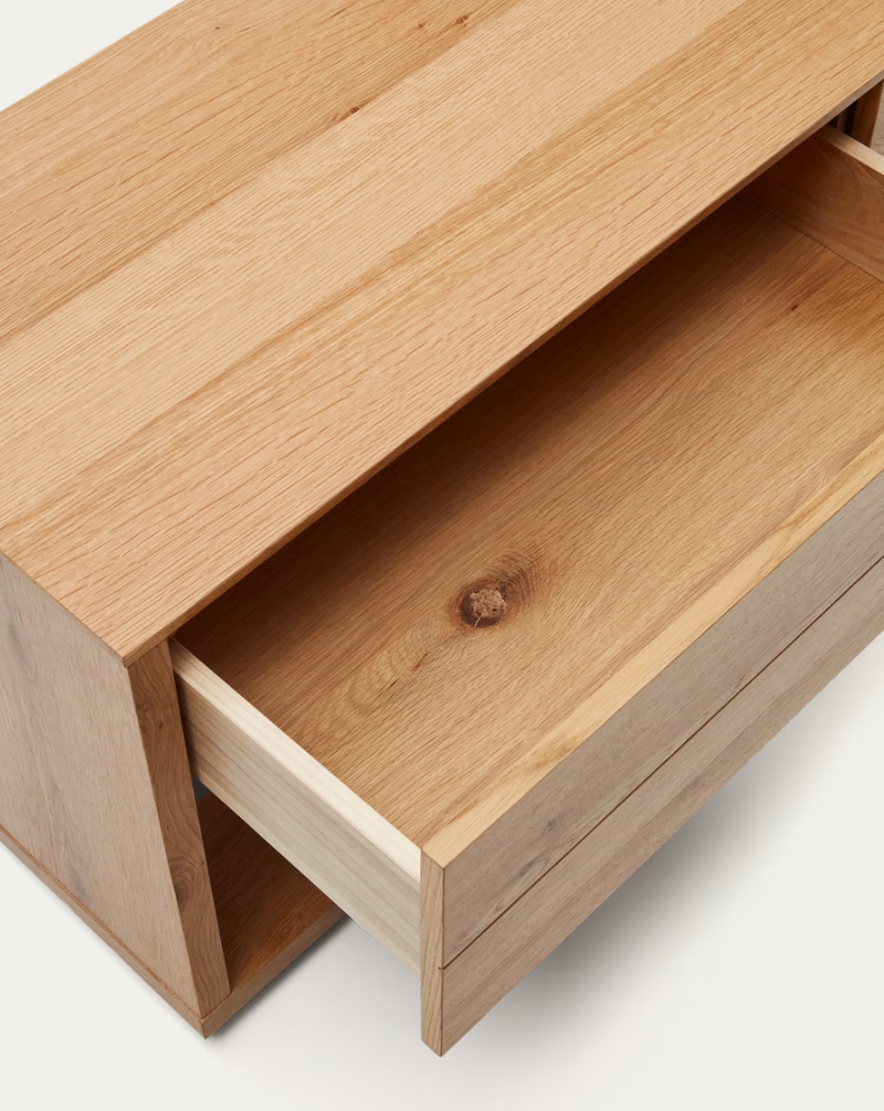 ALGUEMA TV stalak s 3 ladice od hrastovog furnira s prirodnom završnom obradom